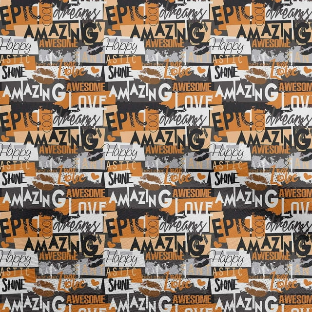 oneOone Polyester Spandex Brown Fabric Writing Font Craft Projects Decor Fabric Printed By The Yard 56 Inch Wide