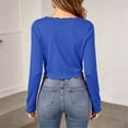 thumbnail image 5 of SROBPTY Womens Fall Top Solid V-Neck Long Sleeve Sport with Ruffle Shirts, 5 of 5