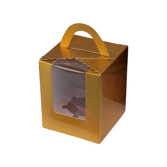 Inteprter Cajas para magdalenas, embalaje práctico y profesional para delicias, soportes para magdalenas individuales Almacenamiento y organización del hogar Oro