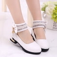 thumbnail image 2 of GiLiling Girls Mary Jane Dress Shoes, Lace Pearl Ankle Cuff, Bowknot with Pearl Rhinestone Tassel Detail, Rear Zipper Low Heel Princess Flats for Party Wedding (White, 10.5-11 Years), 2 of 7