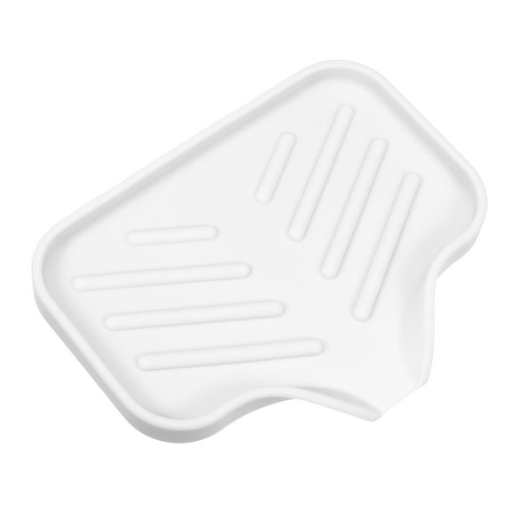 Vocoste Soap Dish Soap Cleaning Storage Keep Soap Dry for Home Bathroom Kitchen Silicone White 13.5x10.5cm