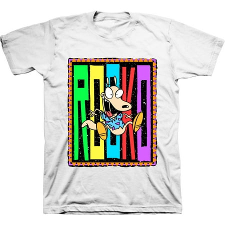 Mens Nickelodeon Rocko's Modern Life Shirt - Retro Nick Rocko tee - Classic Nick Graphic T-Shirt (White, X-Large)