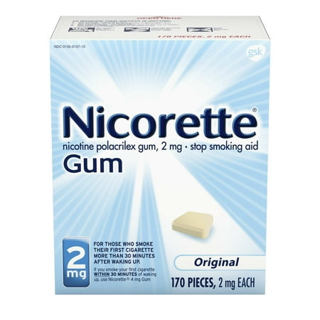Nicorette Nicotine Gum to Stop Smoking, 2mg, Original, 170
