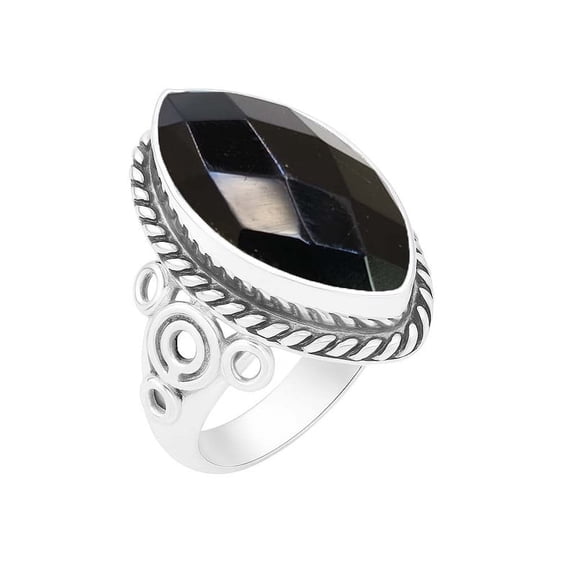 Natural Black Onyx Statement Ring 925 Sterling Silver Ring – Marquise Cut Handmade Gemstone Jewelry