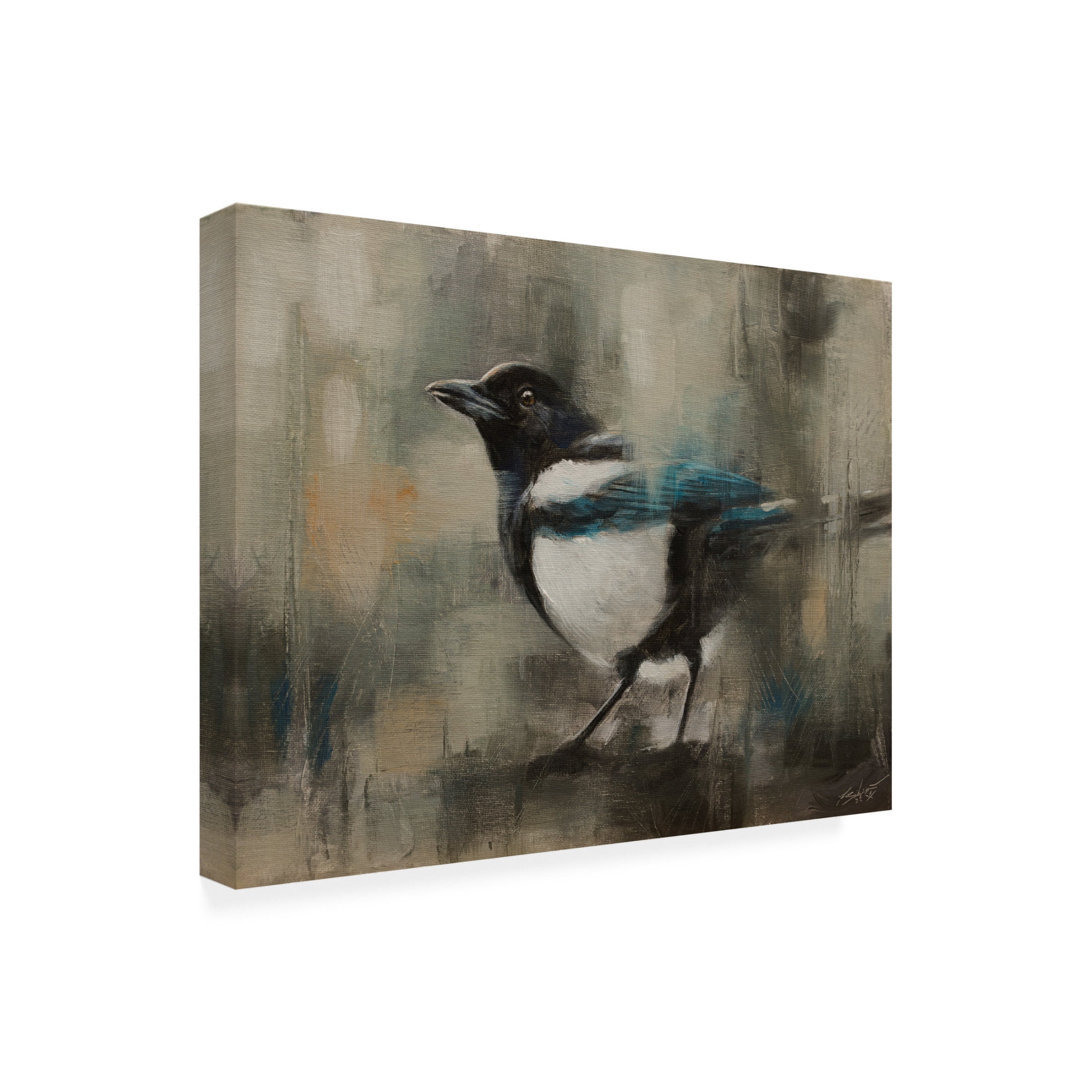 Canvas Wall Art - John Silver 'Magpie' Wall Art for Living Room, Bedroom, or Office Décor by Trademark Fine Art - 24 x 18 Inches