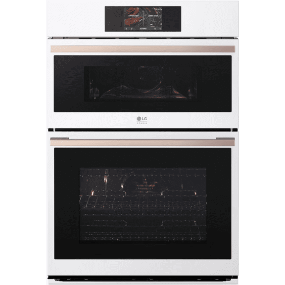 LG 30" Essence White Smart Combination Wall Oven, 6.4 cu. ft. Total Capacity with TurboCook Speed Oven, Air Fry & True Convection – WCES6428N
