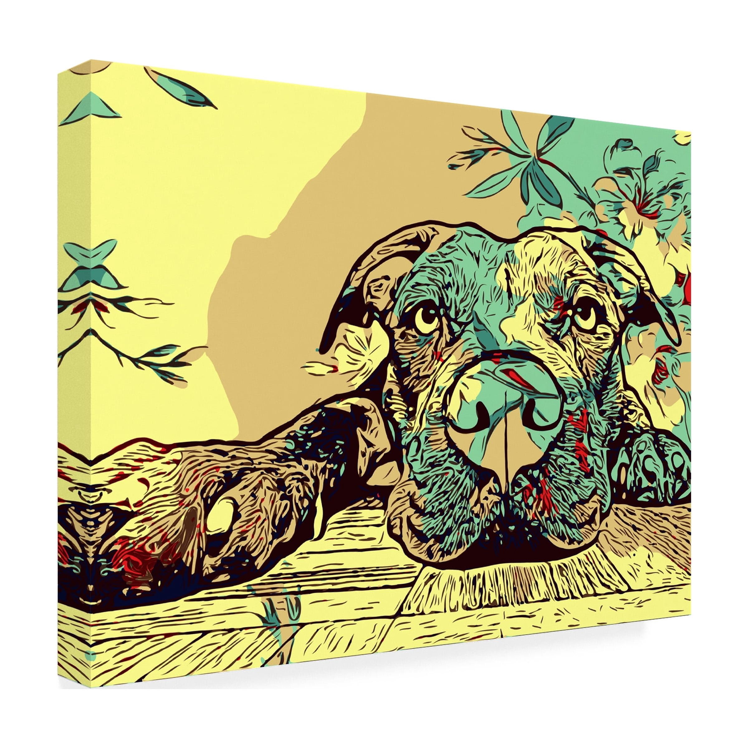 Canvas Wall Art - Dean Russo 'Pitbull Love Style' Wall Art for Living Room, Bedroom, or Office Décor by Trademark Fine Art - 24 x 18 Inches