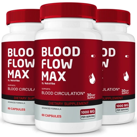 (3 Pack) Blood Flow Max – Original Formula with a Clean Blend to Support Healthy Circulation, Natural Energy & Balanced Levels | Just 2 Easy-to-Swallow Pills Daily (180 Capsules)