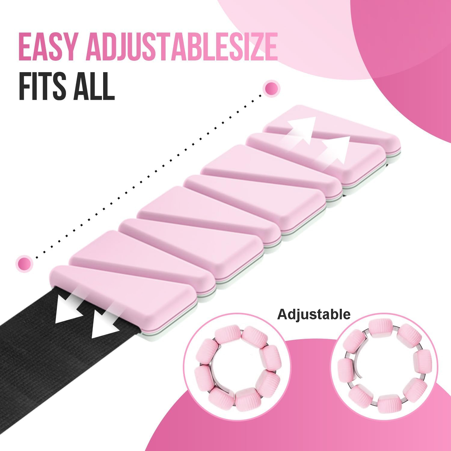 GoXteam Ankle Weights Set of 2 (1lb Each) Adjustable Wrist Weights for Women Men Wearable Arm Leg Weight for Pilates, Running, Walking, Workout, Yoga,Pink