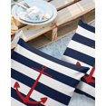 thumbnail image 2 of Pack of 2 Outdoor Pillow Covers, Nautical Anchor Navy Blue and White Striped Waterproof Square Throw Pillowcase Cushion Decorative Pillow Covers for Couch Patio Tent, 20x20 in, 2 of 6