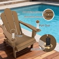thumbnail image 3 of Tappio Folding Adirondack Chair Set of 2, All Weather HDPE Outdoor Patio Chairs with 3- Position Adjustable Backrest, Detachable Multifunctional Holders and Cup Holders, Fire Pit Chairs, Brown, 3 of 8