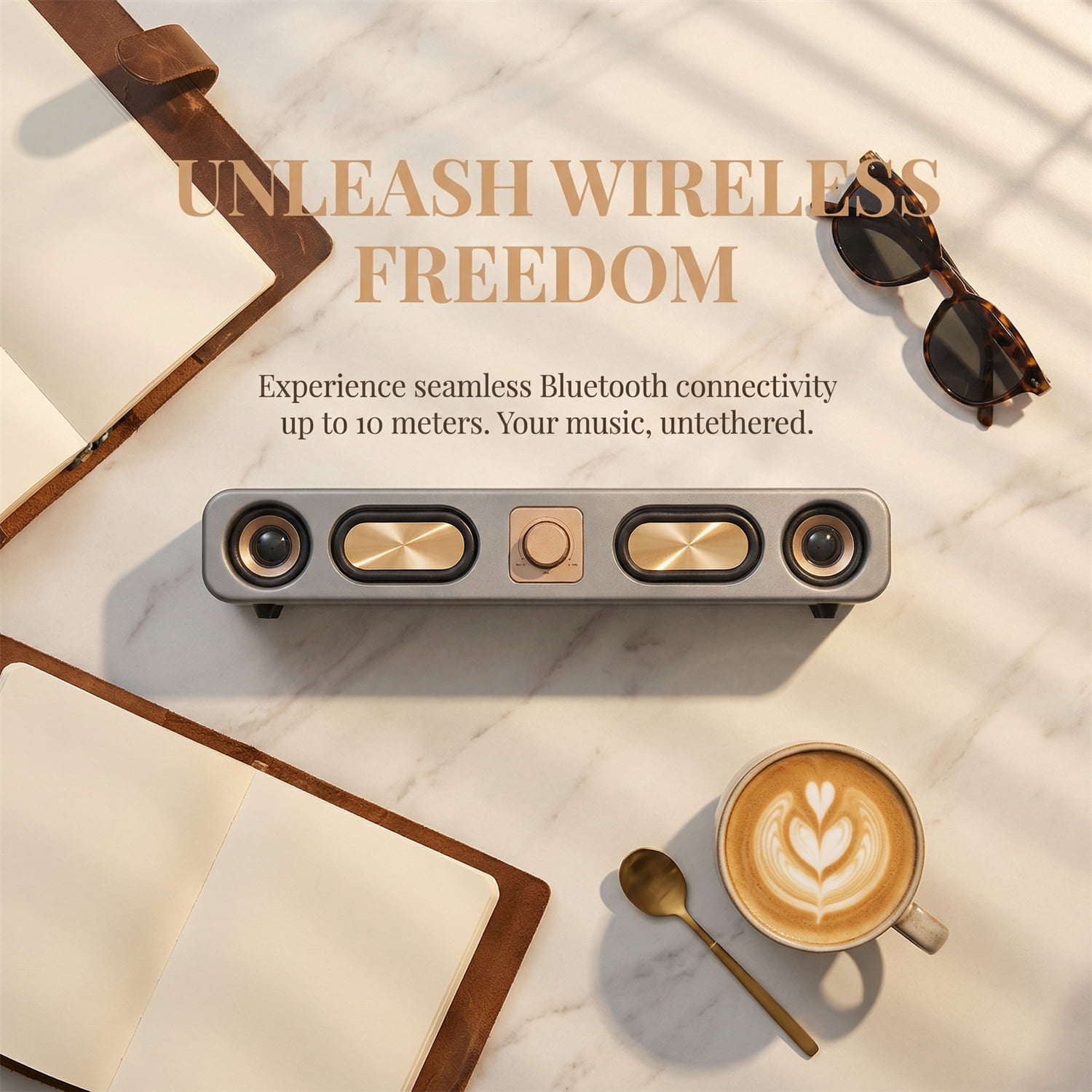 Dazone Retro Bluetooth Speaker, Vintage Wood Wireless Speaker with 10W Stereo Sound, Portable Mini Speaker for Office, Bedroom, Cafe, Gray