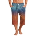 thumbnail image 2 of JoveMarine Men's Hawaiian Gradient Print Drawstring Shorts, 7/8 Length Casual Beach Shorts for Summer Vacation, Parties and Daily Wear Brown M, 2 of 9