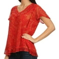 thumbnail image 4 of Sakkas Hope Embroidery And Seqiun Accents Summer Blouse - Red - One Size Plus, 4 of 6