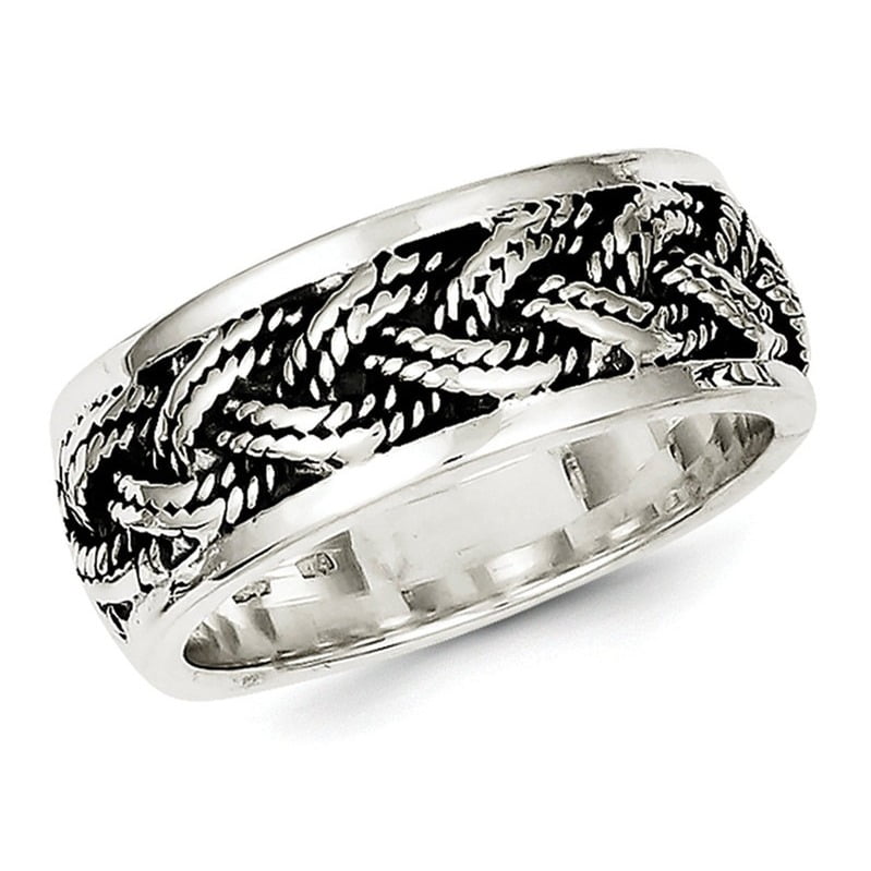 Mens Rope Weave Sterling Silver Band Ring | Walmart Canada