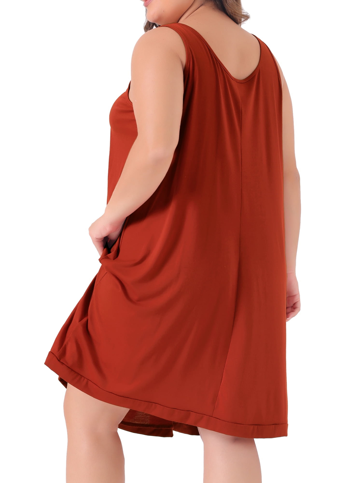 DARING DIVA Women's Plus Size Sleeveless Pleated Scoop Neck Nightgown 3X Red