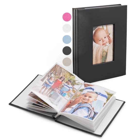 Promot 4x6 Photo Album, Holds 40 Photos, Hardcover with Slip-In Pockets, Small Keepsake Memory Book - Black