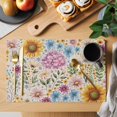 thumbnail image 2 of Sunflower Vintage Placemats Set of 6, Colorful Flowers Summer Botanical Retro Art Placemats for Dining Table, Place Mats for Kitchen Tabletop, Waterproof Wipeable Dining Table Mats Set, 2 of 9