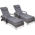 thumbnail image 1 of Costway 2PC Rattan Chaise Lounge Chair Recliner Cushioned Patio Furni Adjustable W/Wheel, 1 of 3