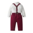 thumbnail image 4 of Kiijoy Infant Boys Suit Long Sleeve Dress Shirt Suspenders Pants Hat Outfits, Sizes 18-24M, 4 of 8