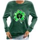 thumbnail image 2 of Camisetas de Manga Larga de las Mujeres Suelto Día de San Patricio Impreso con Capucha Top sin Sombrero Poliéster, Moda de Vestir Casual para las Mujeres, 2 of 4