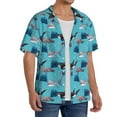 thumbnail image 4 of Vsdgher Party Shark Cute Print Men's Wrinkle Free Untucked Cuban Shirt Business Casual Button Down Shirts Short Sleeve Shirt, 4 of 7