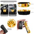 thumbnail image 5 of Uorisanigo Sunflower Cow Print Front Back Seat Cover Full Set 15pcs with Car Steering Wheel Covers Seat Belt Cushion Pad Car Coasters Garbage Bag Rear View Mirror Cover Keychain Air Vent Pocket, 5 of 7