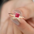 thumbnail image 3 of Rosec Jewels 4.5 MM Princess Cut Created Ruby Solitaire Engagement Ring, 10K Rose Gold, US 10.50, 3 of 7
