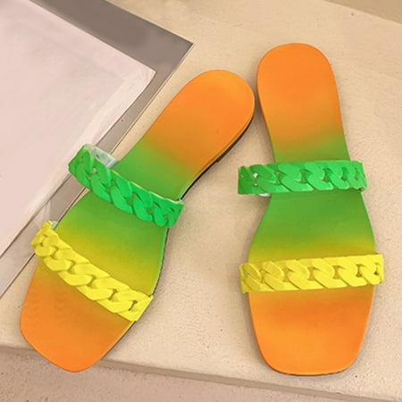 

Gubotare Cute Slippers For Women Women s Fashion Rhinestones Design Slides Sandals Green 7.5