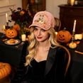 thumbnail image 3 of Wide Brim Sun Hats Halloween Baseball Cap with Cute Embroidery Hat, 3 of 7