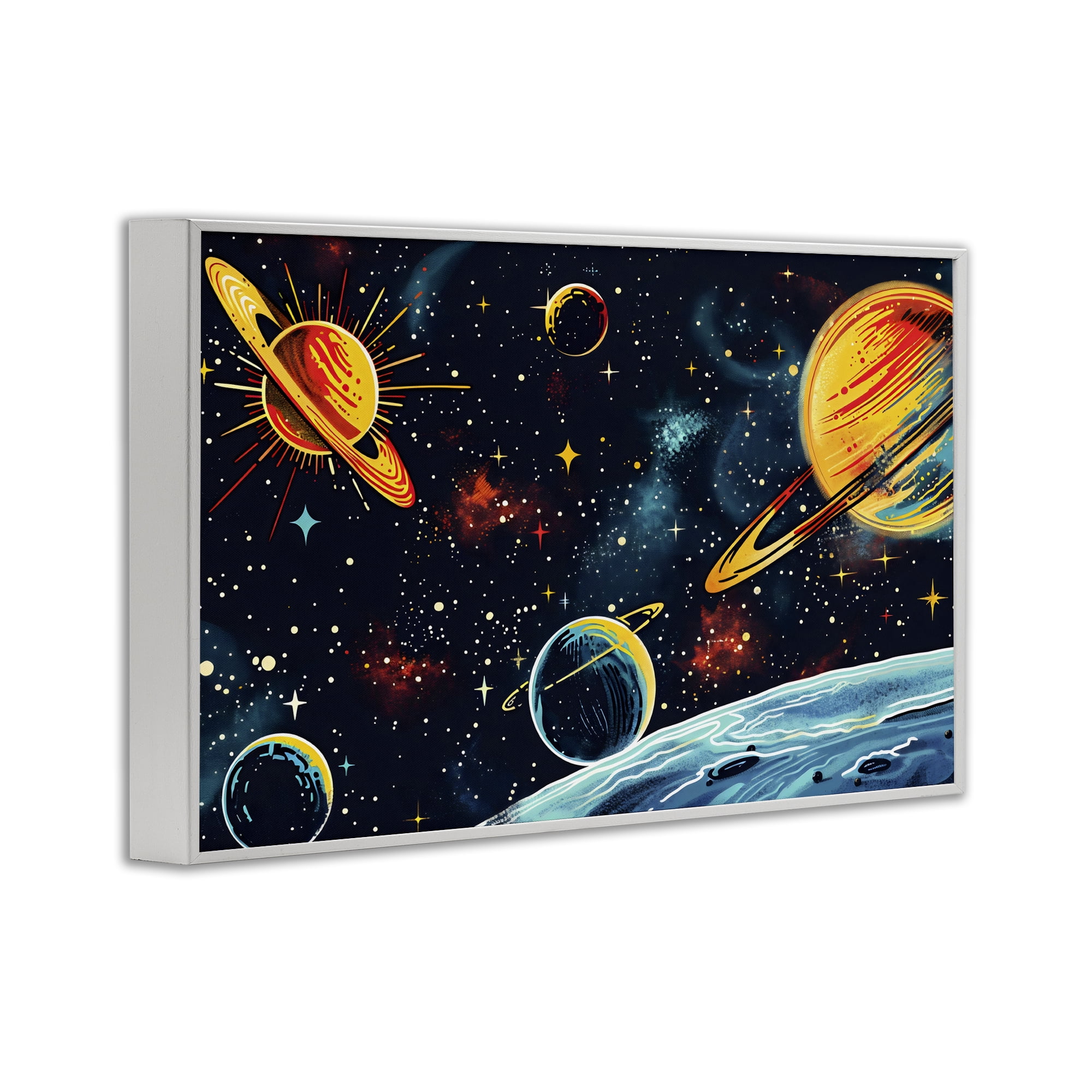 Stupell Industries Black Lit Galaxy Panorama White Framed Giclee Art, design by Creative Studio