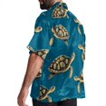 thumbnail image 3 of Turtle Seamless Men's Short Sleeve Beach Shirts, Casual Button Down Poplin Printed Summer Tops - Unisex, 3 of 6
