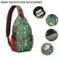 thumbnail image 2 of Sling Backpack,Green Christmas Santa and Icon Pattern Sling Bag with Water Bottle Holder,Waterproof Sling Bag for Men/Women with Headphone Jack for Hiking,Travel, 2 of 6