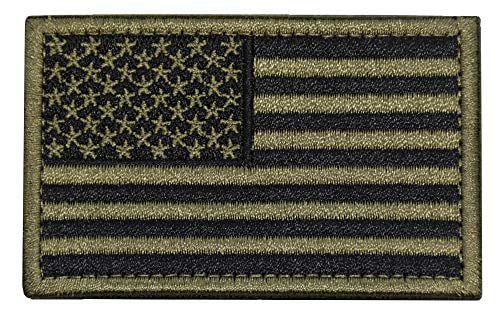AMERICAN FLAG EMBROIDERED PATCH CAMO GREEN USA US w/ VELCRO® Brand Fastener 