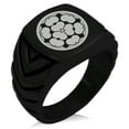 thumbnail image 1 of Stainless Steel Chosokabe Samurai Crest Chevron Pattern Biker Style Polished Ring, 1 of 1