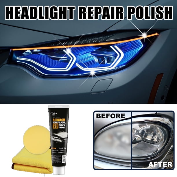 Kit de cera para reparar rayones de auto | Pasta para pulir y eliminar rayones de pintura, tanto blancos como negros | Incluye esponja y papel mate | Limpiador multiusos para superficies de