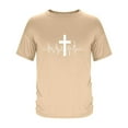 thumbnail image 4 of Elvqul Short Sleeve Shirts for Men Khaki Mens Printed Pullover Tops Casual Big And Tall Crewneck T-Shirt, 4 of 5