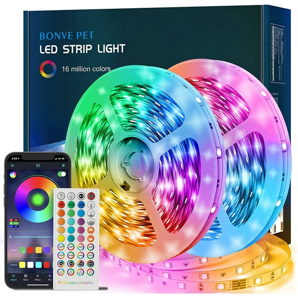 Ruban Led 30 M, Bande Led 5050 RGB, Led Ruban Lumineuse Flexible  Multicolore avec Télécommande 40 Touches,Contrôle de l'application mobile