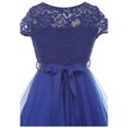 thumbnail image 4 of Little Girl Cap Sleeve Lace Tulle Pearl Belt Pageant Party Flower Girl Dress USA Royal 4 JKS 2122 BNY Corner, 4 of 5