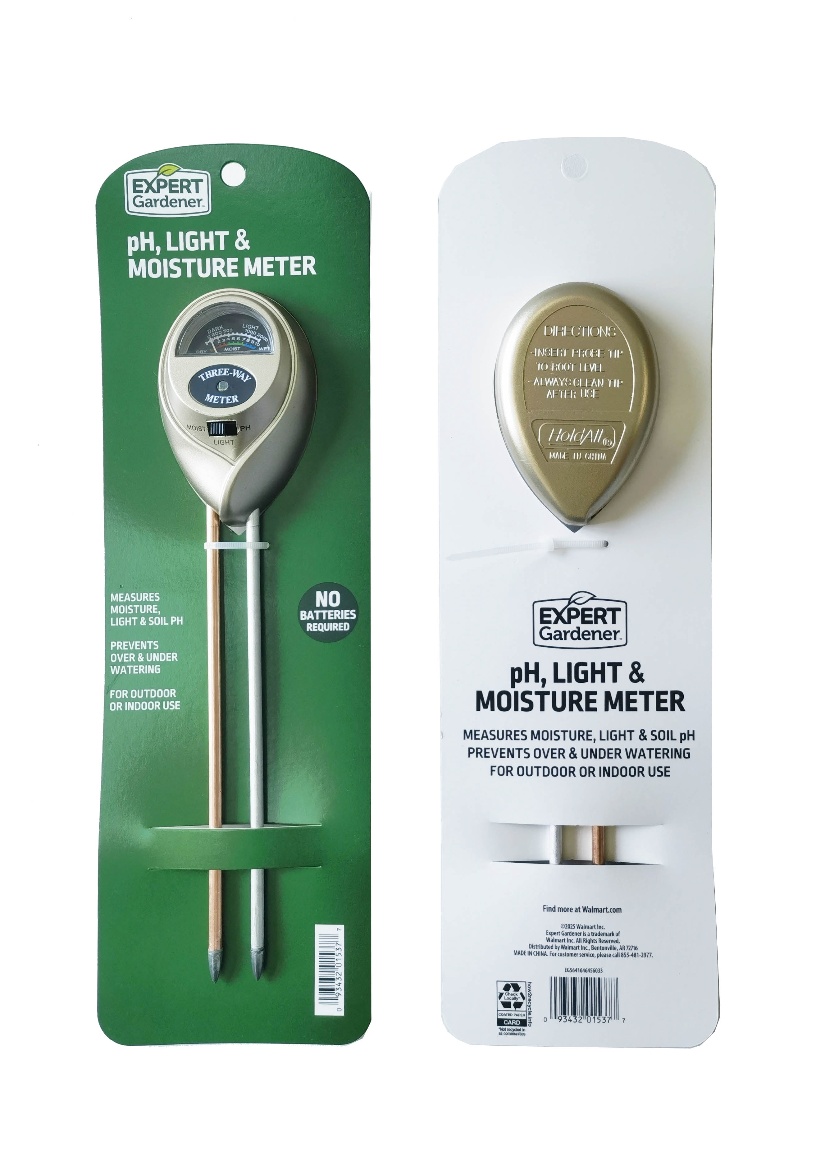 Expert Gardener Digital Soil Moisture Light and PH Meter - One Unit