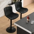 thumbnail image 6 of Kidol & Shellder Black Leather Bar Stools Set of 2 Soft Swivel Counter Stools, 6 of 7