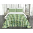 thumbnail image 3 of Ambesonne Plaid Quilted Bedspread Set 3 Pcs, Traditional Argyle Green, King Size, Multicolor, 3 of 5
