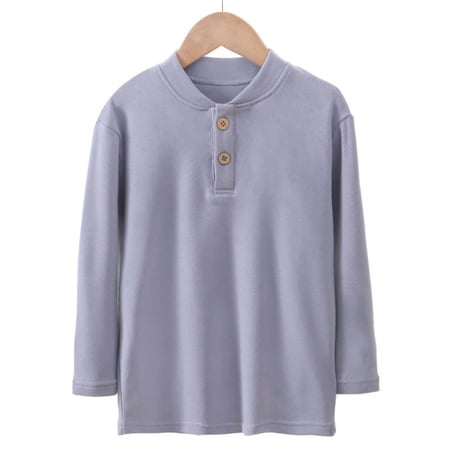 ZACPNCV Boy s Cotton Shirt Short Long Sleeve Henley Tee Set Fall Casual Clothes Blue 5-6 Years