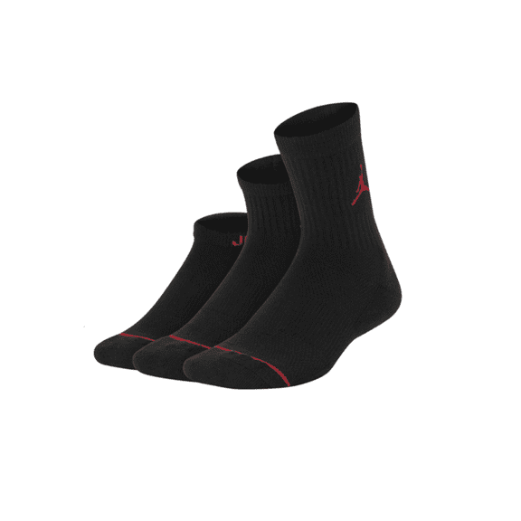 Jordan Cushioned Waterfall 3 Pack Socks Crew/Ankle/No Show Boys Shoe Size 7C-10C