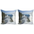 thumbnail image 1 of Ambesonne Winter Throw Pillow Cover 2 Pack, Pacific Ocean Mountains, 18", White Olive Green Blue, 1 of 2