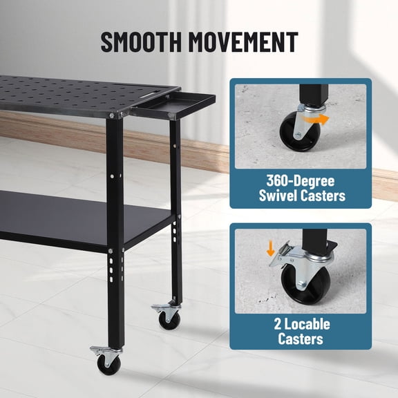 EastVita Welding Table 36"x19", 5/8-inch Fixture Holes Steel Welding Workbench Table, 1200lbs Load Capacity Welding Table Portable Work Bench, Heavy