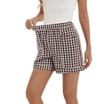 thumbnail image 6 of Garbnen Plaid Shorts for Women Elastic Waist Wide Leg Shorts Women Casual Summer Beach Travel Color Block Baggy Lightweight Outdoor Women Shorts with Pockets L, 6 of 6