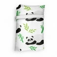 thumbnail image 4 of Bamboo Print Portable Fabric Shopping Bag, Animal Theme Sleeping Panda and Exotic Leaves Nature Art, Versatile and Durable Grocery Tote with High Capacity, Green Charcoal Grey and White, by Ambesonne, 4 of 4