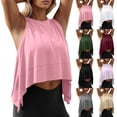 thumbnail image 1 of Blusa de manga larga,Top corto sin mangas liso para mujer, camiseta deportiva para gimnasio, tejido suave y ligero, cuello redondo, ropa informal, sopatenor, 1 of 9