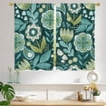 thumbnail image 3 of Boho Floral Kitchen Curtains 39 Inch Length for Small Window Treatments, Teal Rod Pocket Top Tier Curtains Short Bathroom Curtains for Closet Door Coverings, 2 Panels Set, 26x39, 3 of 6